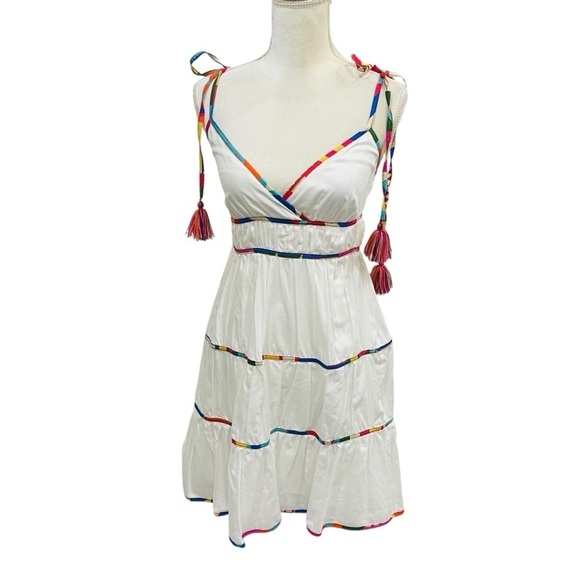 Antonio Melani Keri Cotton Voile V-Neck Sleeveless A-Line Dress NWT White - Picture 10 of 15